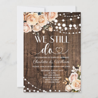 Invitation Renouvellement de Vœux Floral Rose