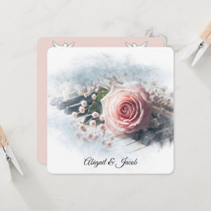Invitation Renouvellement de Vœux Rose Rose sur Touches de Pi
