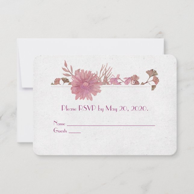 Invitation Renouvellement de vœux RSVP bordure aquarelle flor (Devant)