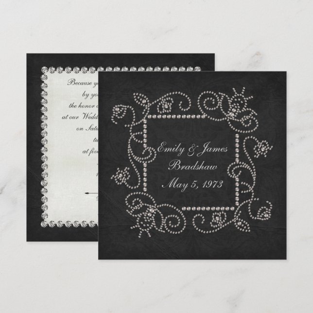 Invitation Renouvellement de Vow à revêtement diamant (Devant / Derrière)