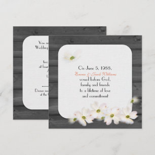 Invitation renouvellement de vow- bois noir avec bouquet flor