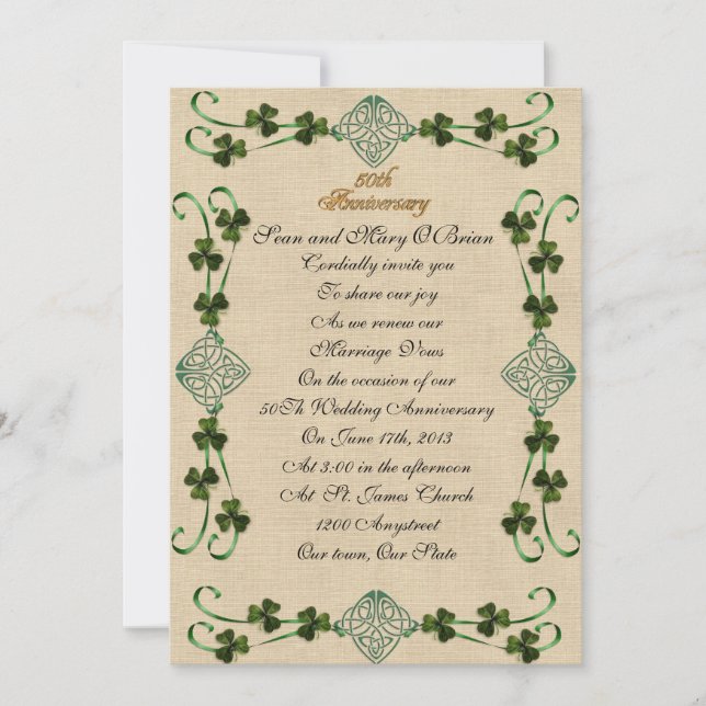 Invitation Renouvellement du voeu du 50e anniversaire du noeu (Devant)
