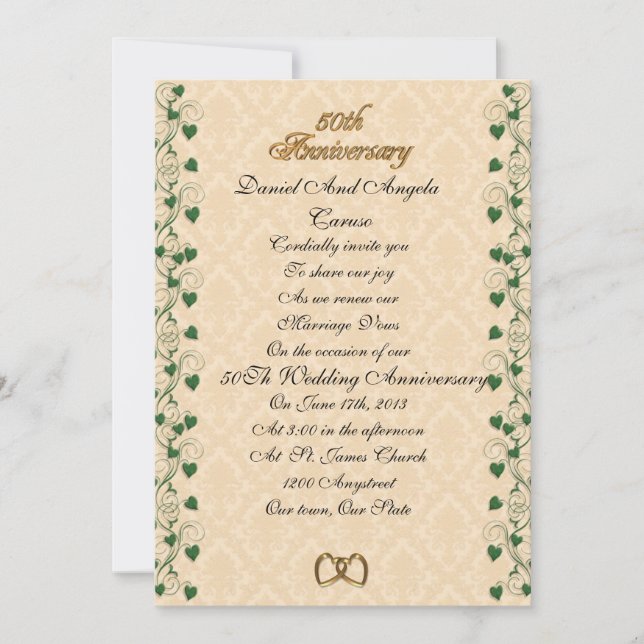 Invitation Renouvellement du voeu du 50e anniversaire Invitat (Devant)