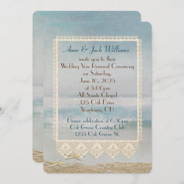 Invitation Renouvellement du voeu mariage conception de bord  (Devant / Derrière)