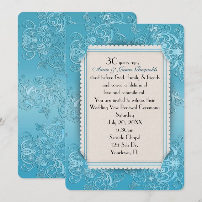 Invitation Renouvellement du Vow mariage 30e anniversaire (Devant / Derrière)