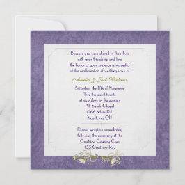 Invitation Renouvellement du Vow mariage de cadre pourpre Dam