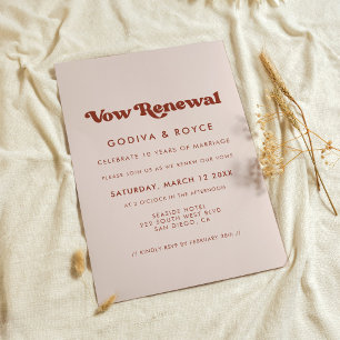 Invitation Renouvellement élégant retro pêche rose Vow