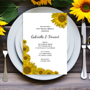 Invitation Repas de Brunch du Mariage au Bord du Soleil Jaune
