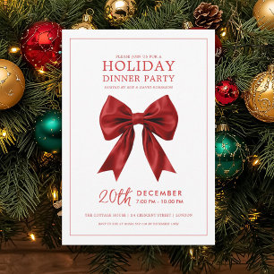 Invitation Repas de fête de Noël en satin rouge Xmas 