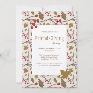 Invitation Repas de FriendsGiving Fête d'Action de grâce entr