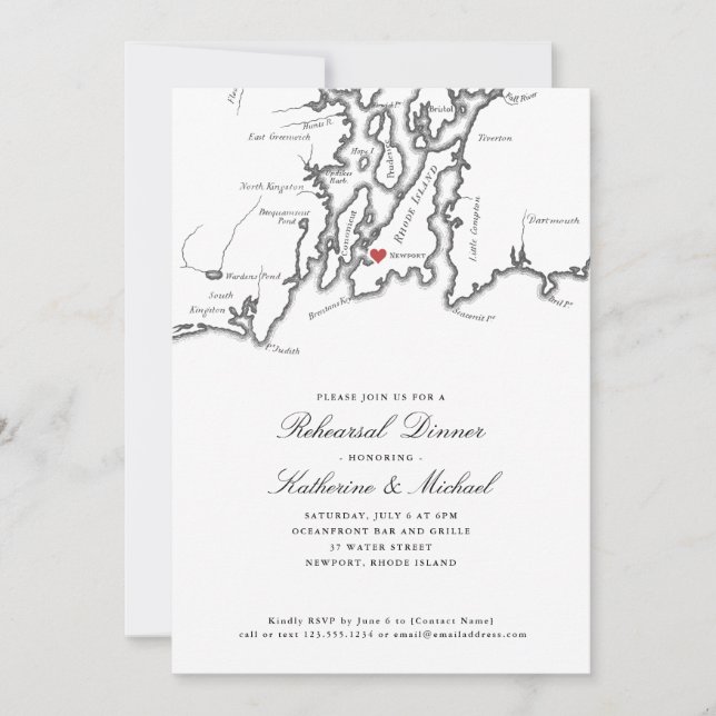 Invitation Repas de Mariage noir noir noir du Rotary de Newpo (Devant)