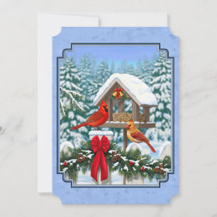 Invitation Repas de Noël des cardinaux bleu