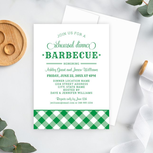 Invitation Repas de répétition de mariage BBQ vert Barbecue (Créateur téléchargé)