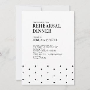 Invitation Repas de répétition de mariage moderne noir et bla