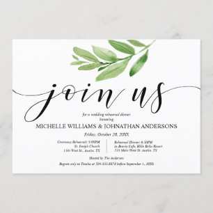Invitation Repas et dîner Mariage rustique verdoyant