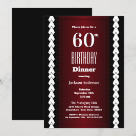 Invitation Repas moderne Red 60th Birthday