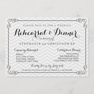 Invitation Répétition chic de mariage de Chevron et