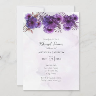 Invitation Répétition de mariage aux chrysanthèmes aquarelle
