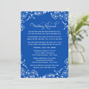 Invitation Répétition de Mariage avec Fleurissement Bleu Roya