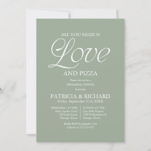 Invitation Répétition de mariage avec pizza moderne noir et b