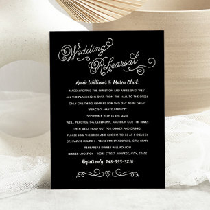 Invitation Répétition de mariage Black Heart Flourish