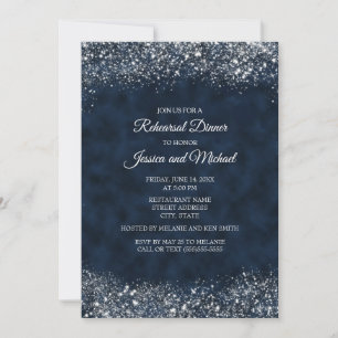Invitation Répétition de mariage élégante bleu marine et pous