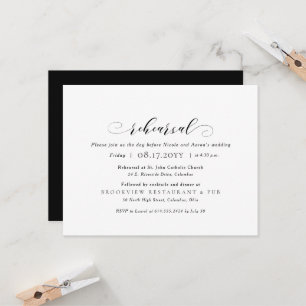 Invitation Répétition de mariage et dîner simple élégant