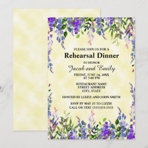 Invitation Répétition de mariage floral aquarelle lavande jau