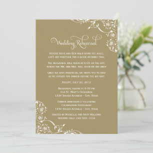 Invitation Répétition de Mariage Flourissant en Or