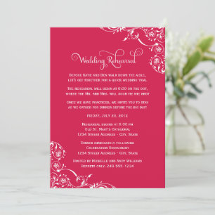 Invitation Répétition de mariage Fuchsia Flourish