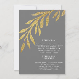 Invitation Répétition de mariage Glam Metallic Or et Argent