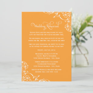 Invitation Répétition de mariage vintage orange et dîner