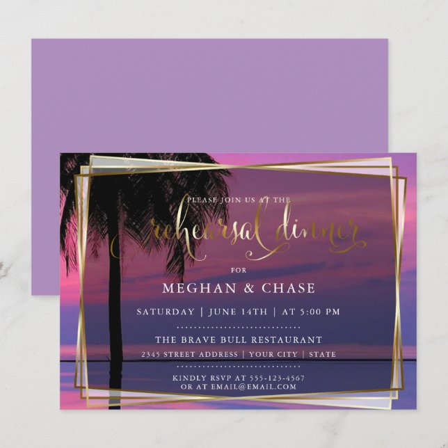 Invitation Répétition du diner de mariage | Nuit tropicale ex (Devant / Derrière)