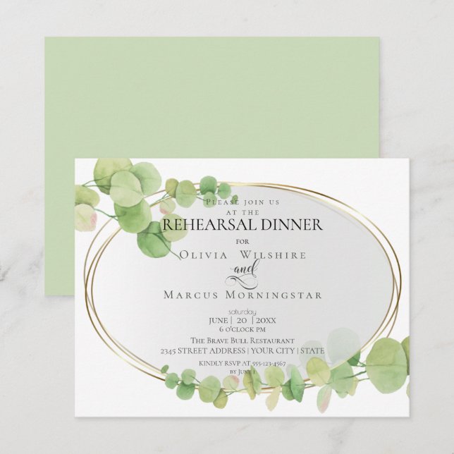 Invitation Répétition | Eucalyptus du printemps moderne (Devant / Derrière)