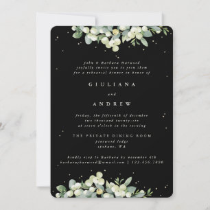 Invitation Répétition Mariage Black Snowberry+Eucalyptus