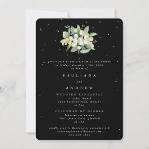 Invitation Répétition Mariage Black Snowberry+Eucalyptus