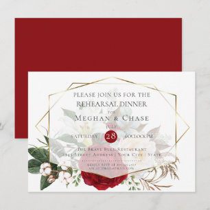 Invitation Répétition mariage Burgundy Peony Floral Spray