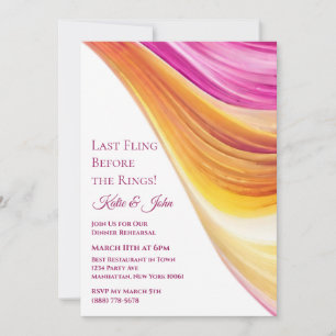 Invitation Répétition mariage-Dîner-Moderne rose orange jaune