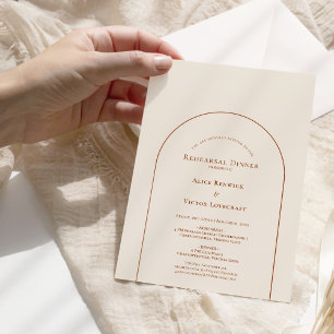 Invitation Répétition Mariage en ivoire simple Boho Arch
