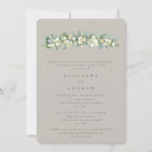 Invitation Répétition Mariage Greige Snowberry+Eucalyptus