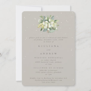 Invitation Répétition Mariage Greige Snowberry+Eucalyptus