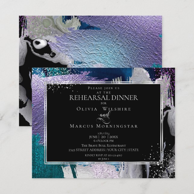 Invitation Répétition | Moderne Teinte Bold Lilac Teal (Devant / Derrière)