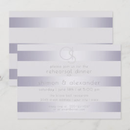 Invitation Répétition | Monogramme en argent violet en bande 