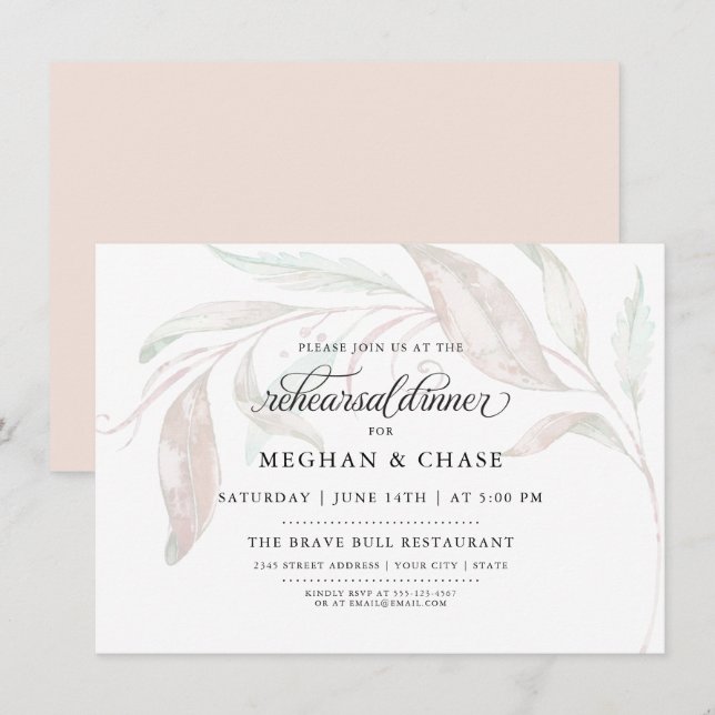 Invitation RÉPÉTITION | Pale Pastel Aquarelle Folio (Devant / Derrière)