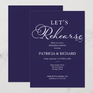 Invitation Répétons un dîner de répétition bleu élégant de la