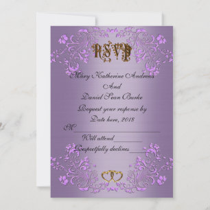 Invitation Répondre s'il vous plaît élégant satin violet mari