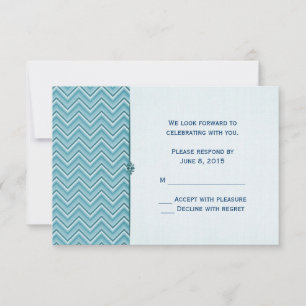 Invitation Réponse Aqua Blue Chevron