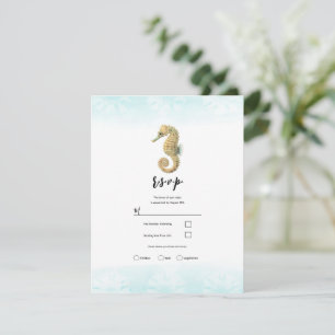 Invitation Réponse au mariage aquarelle bleu sarcelle et hipp