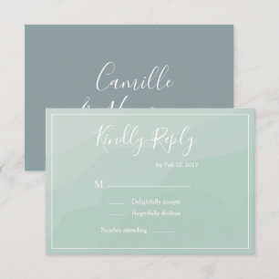 Invitation Réponse au mariage élégante de type aquarelle turq