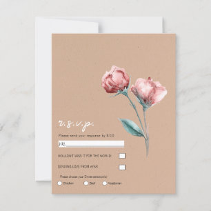 Invitation Réponse au mariage florale aquarelle beige pêche